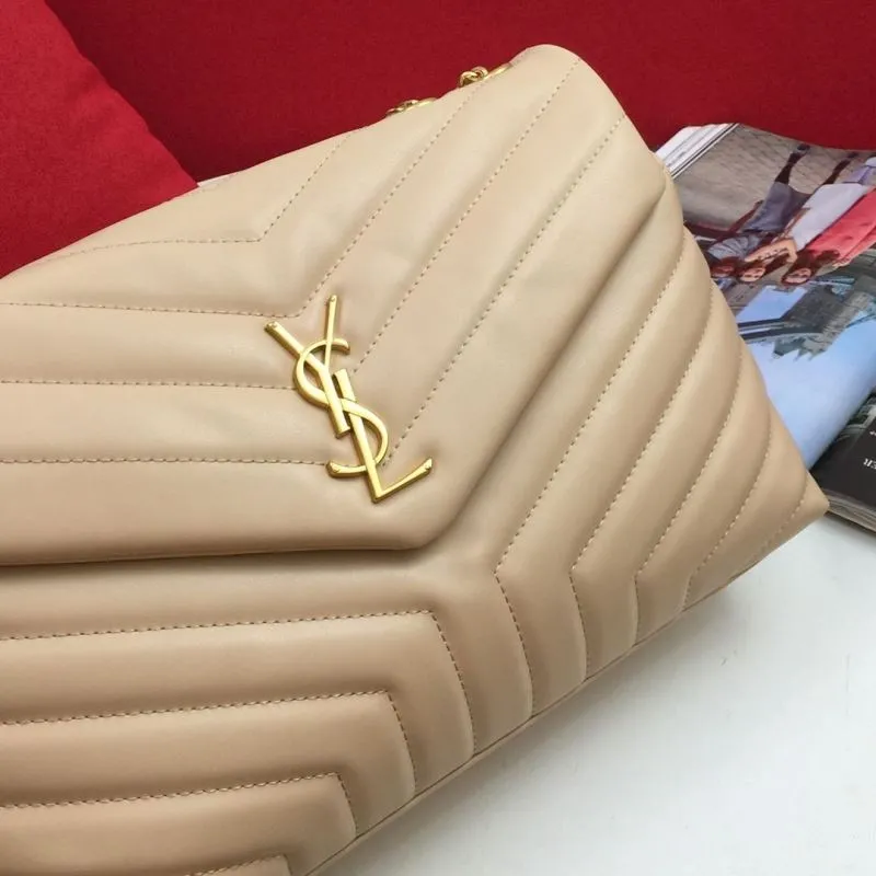 YSL Beige Quilted Chain Shoulder Bag 6966 - Image 3