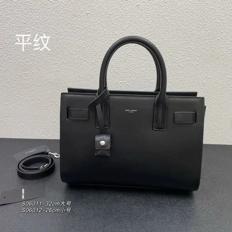 Saint Laurent Black Top Handle Bag S06011 Large 32cm