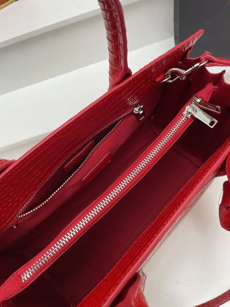 YSL Red Crocodile Embossed Large Top Handle Bag 6011 - Image 7