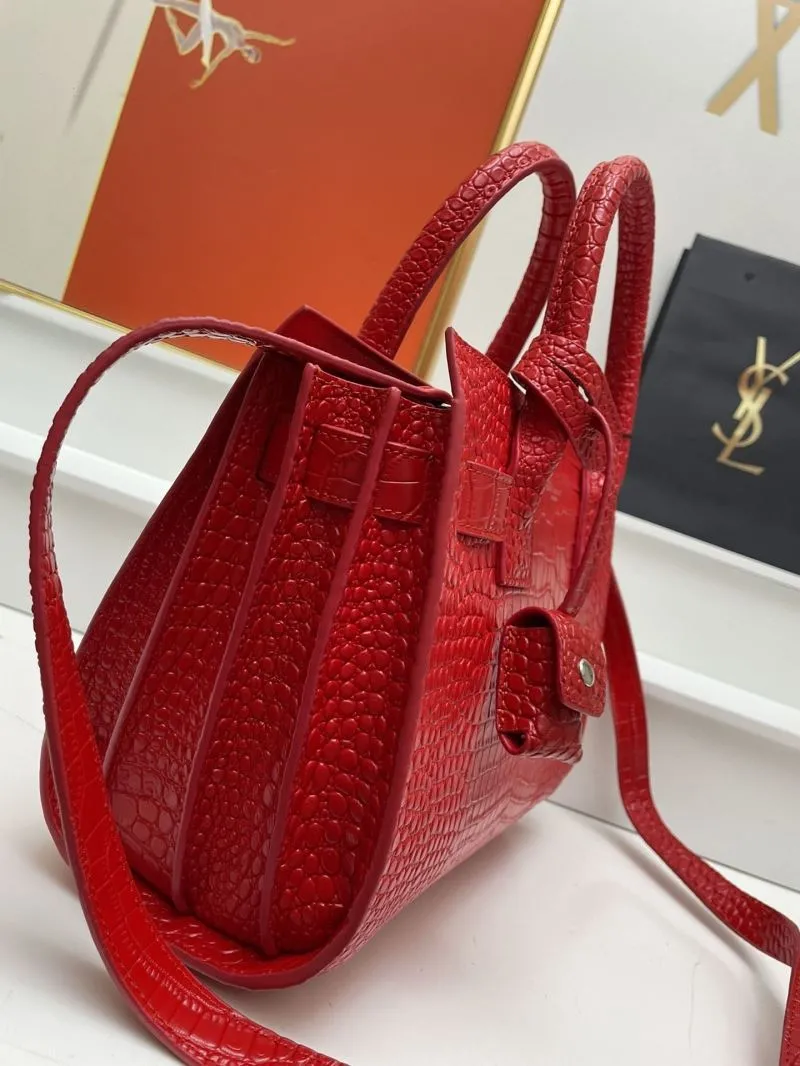 YSL Red Crocodile Embossed Small Top Handle Bag 6012 - Image 5