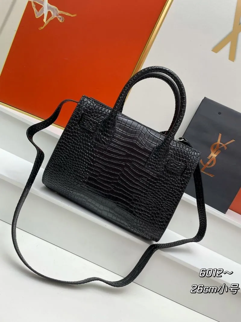 Alternative view of YSL Black Crocodile Embossed Small Top Handle Bag 6012