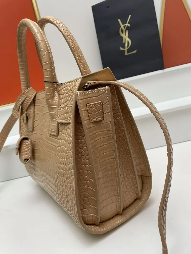 YSL 6012 Beige Croc Embossed Small Top Handle Bag 26cm - Image 5