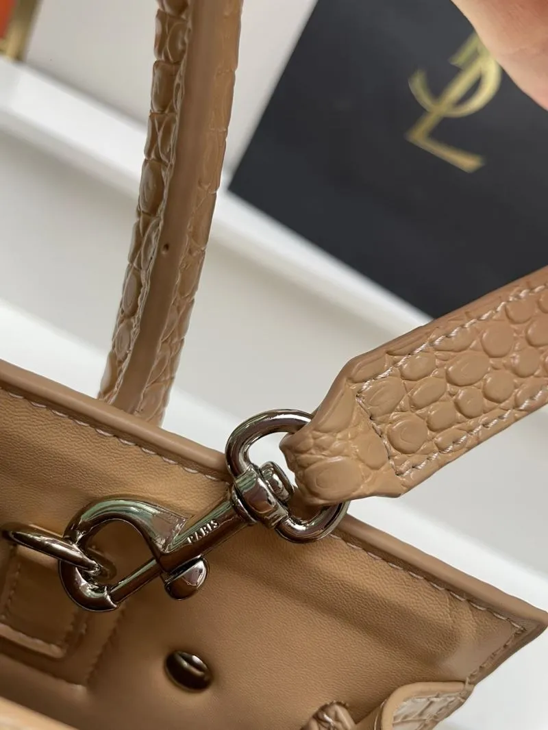 YSL 6012 Beige Croc Embossed Small Top Handle Bag 26cm - Image 6