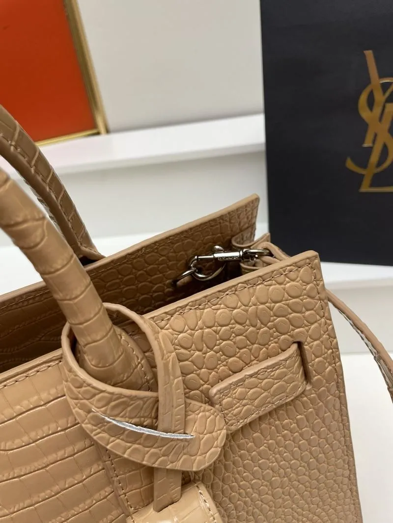 YSL Beige Croc Embossed Top Handle Bag 6011 Large 32cm - Image 5