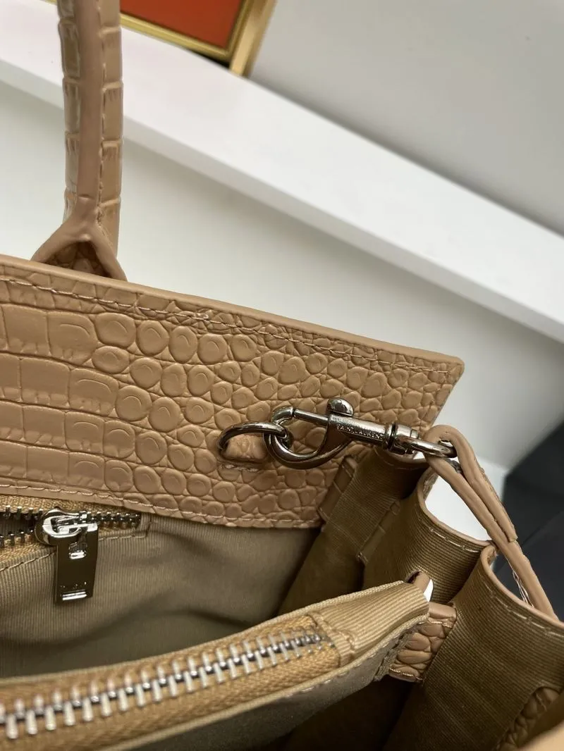 YSL Beige Croc Embossed Top Handle Bag 6011 Large 32cm - Image 8