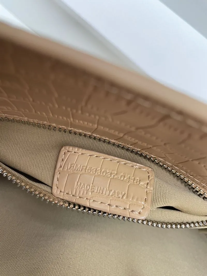 YSL Beige Croc Embossed Top Handle Bag 6011 Large 32cm - Image 9
