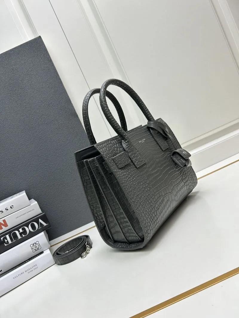 Alternative view of YSL Gray Croc Embossed Top Handle Bag 907
