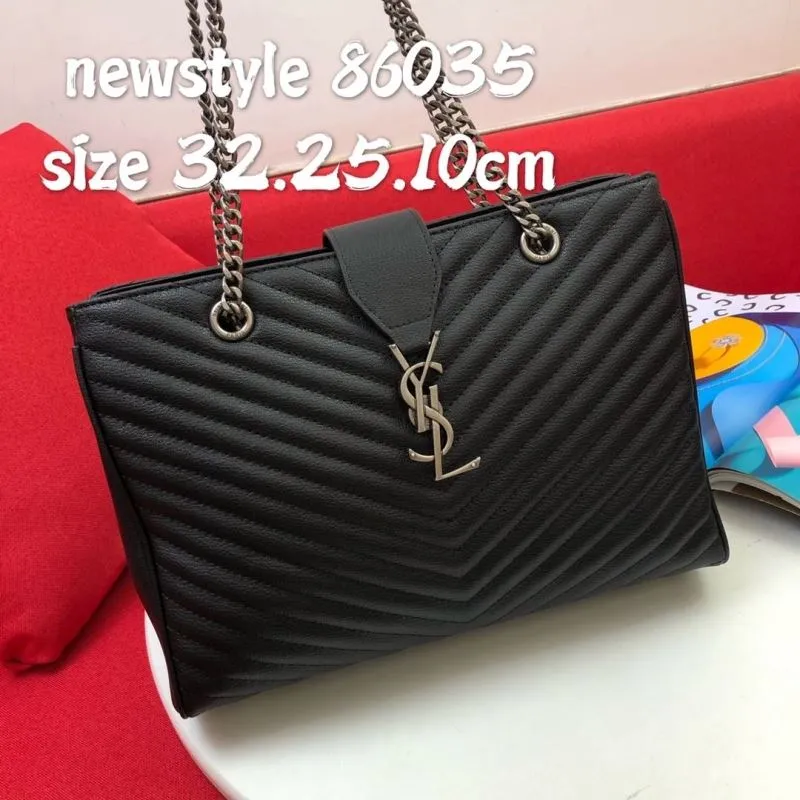 Alternative view of YSL Black Chevron Tote Bag 86035 Size 32.25.10cm