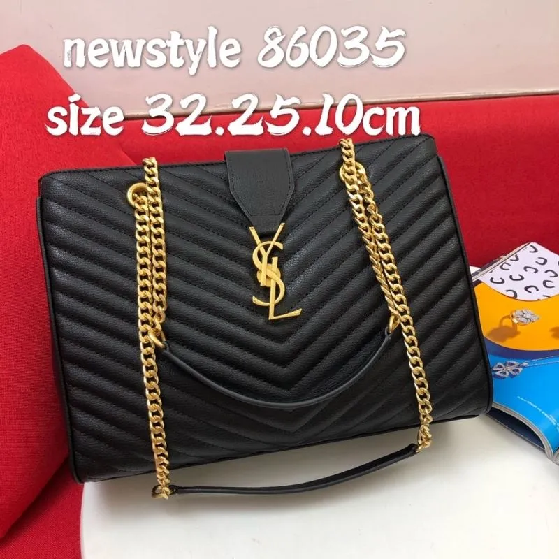 YSL Black Quilted Top Handle Tote Bag 86035 Size 32x25x10cm