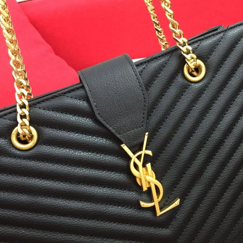 YSL Black Quilted Top Handle Tote Bag 86035 Size 32x25x10cm - Image 4