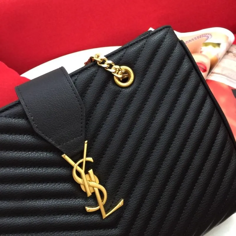 YSL Black Quilted Top Handle Tote Bag 86035 Size 32x25x10cm - Image 5