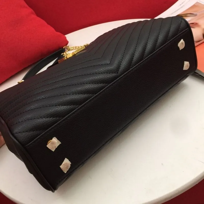 YSL Black Quilted Top Handle Tote Bag 86035 Size 32x25x10cm - Image 7