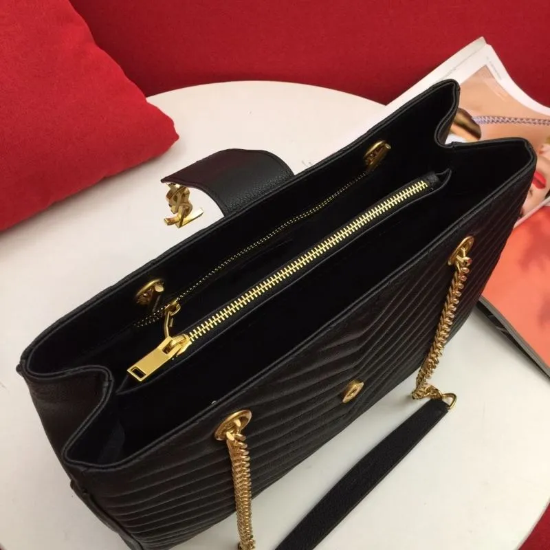YSL Black Quilted Top Handle Tote Bag 86035 Size 32x25x10cm - Image 8