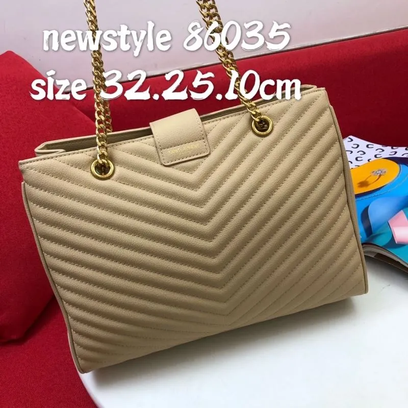 YSL Beige Quilted Tote Bag 86035 Size 32x25x10cm - Image 3