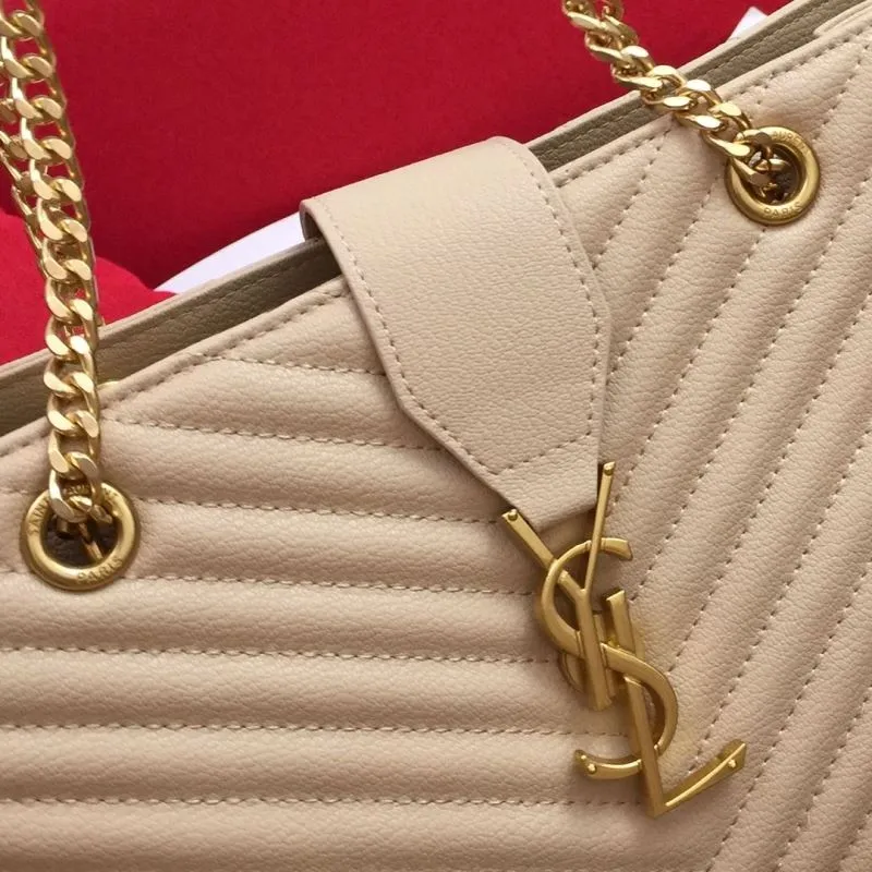 YSL Beige Quilted Tote Bag 86035 Size 32x25x10cm - Image 4
