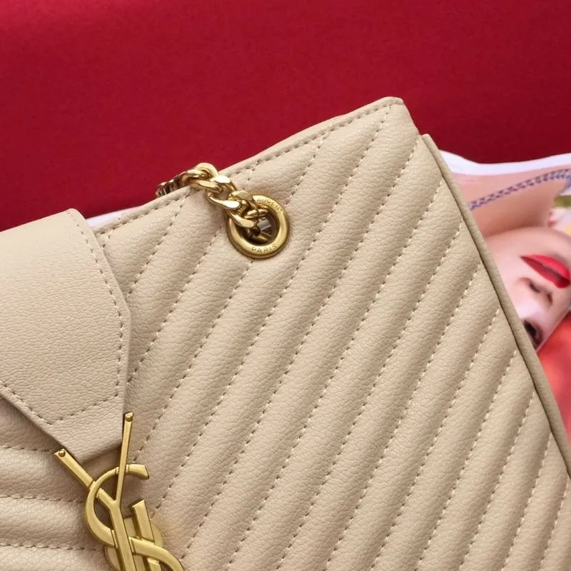 YSL Beige Quilted Tote Bag 86035 Size 32x25x10cm - Image 5