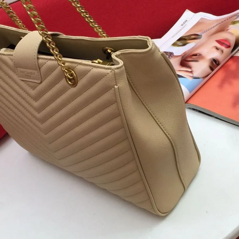 YSL Beige Quilted Tote Bag 86035 Size 32x25x10cm - Image 6