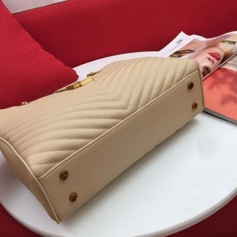 YSL Beige Quilted Tote Bag 86035 Size 32x25x10cm - Image 7