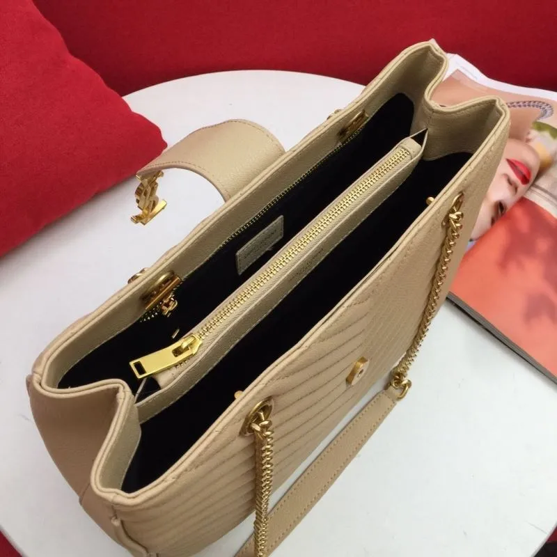 YSL Beige Quilted Tote Bag 86035 Size 32x25x10cm - Image 8