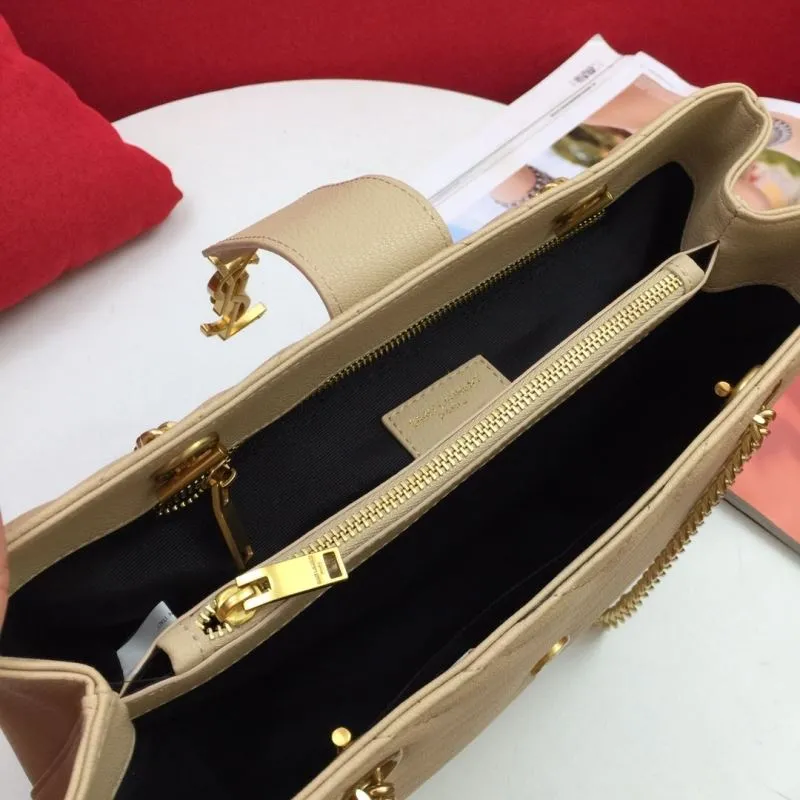 YSL Beige Quilted Tote Bag 86035 Size 32x25x10cm - Image 9