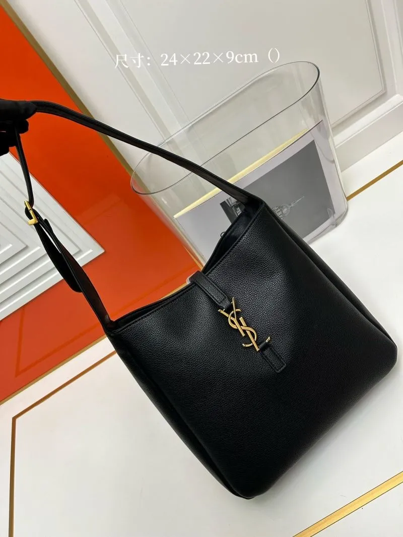 YSL Black Leather Shoulder Bag 914 24x22x9cm