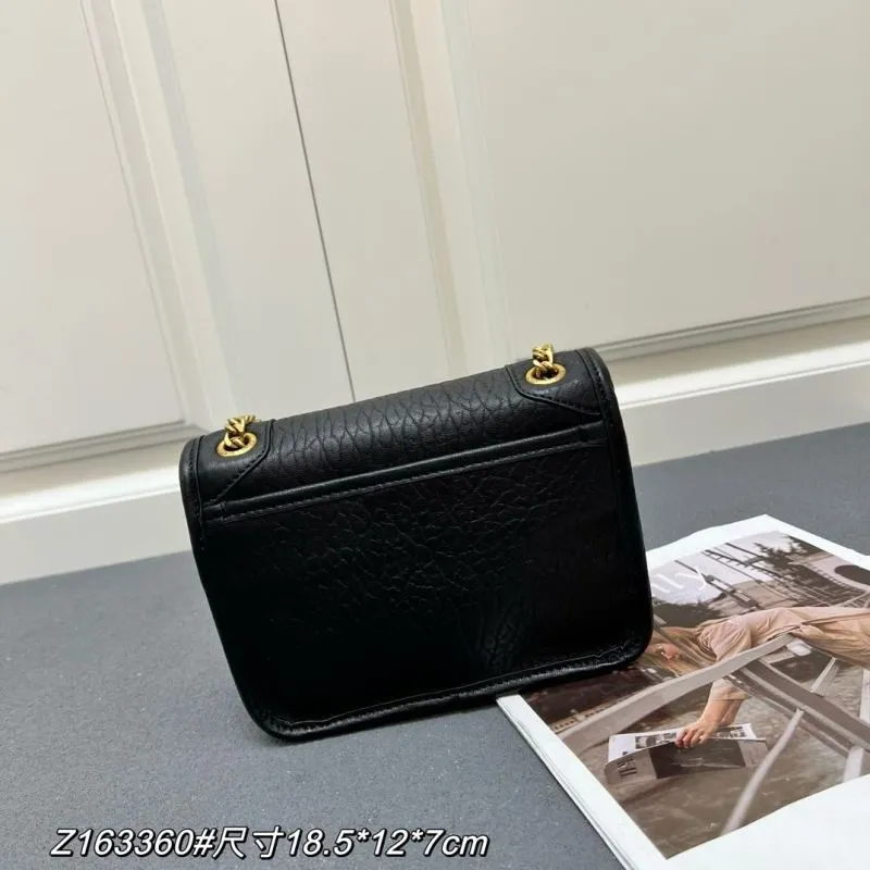 YSL Black Leather Chain Shoulder Bag Z163360 - Image 4