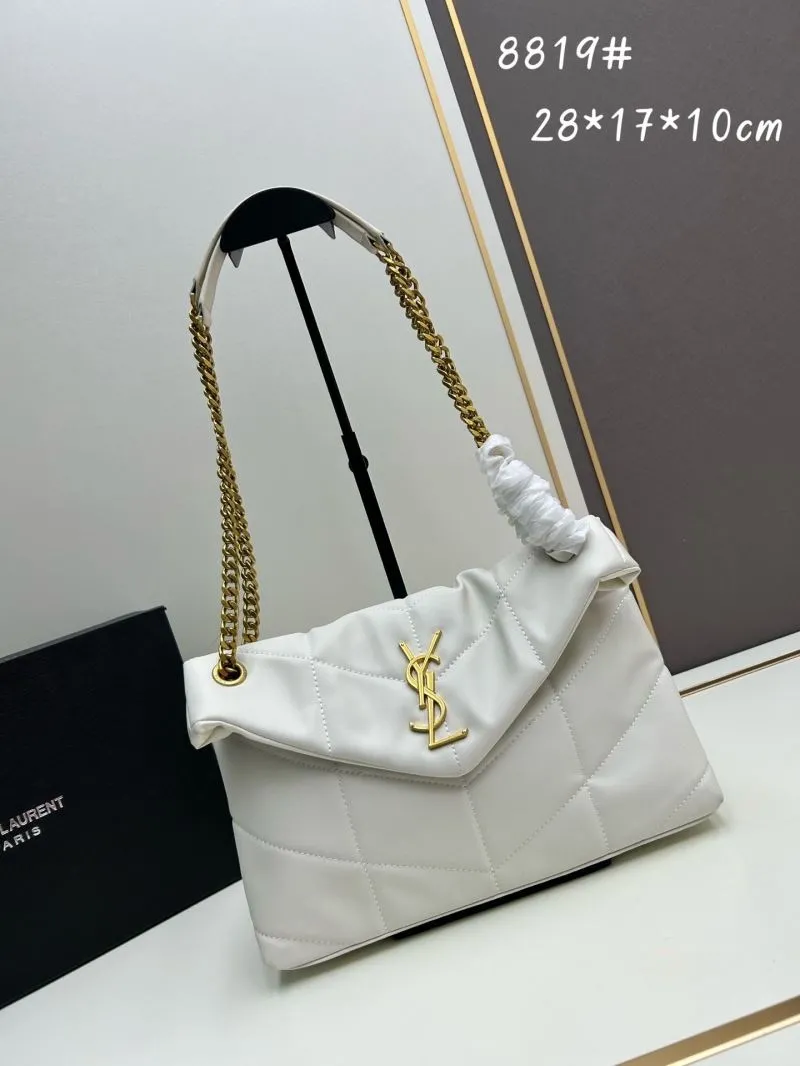 YSL White Quilted Chain Shoulder Bag 8819