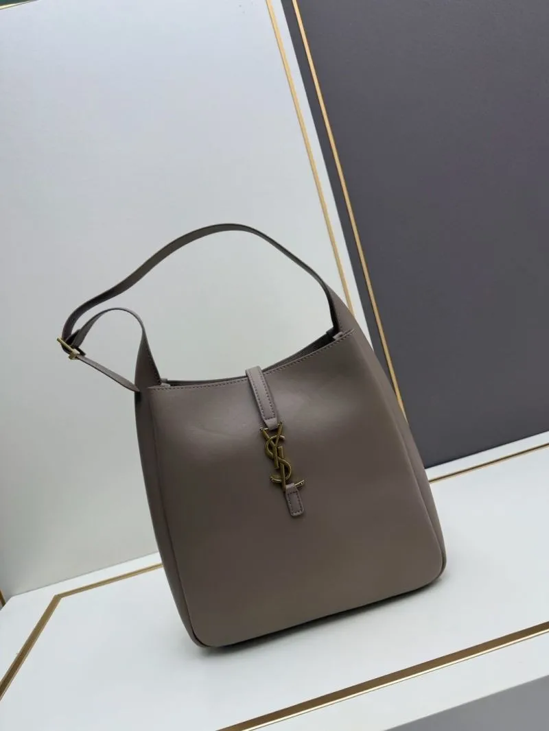 YSL Taupe Leather Hobo Bag 933