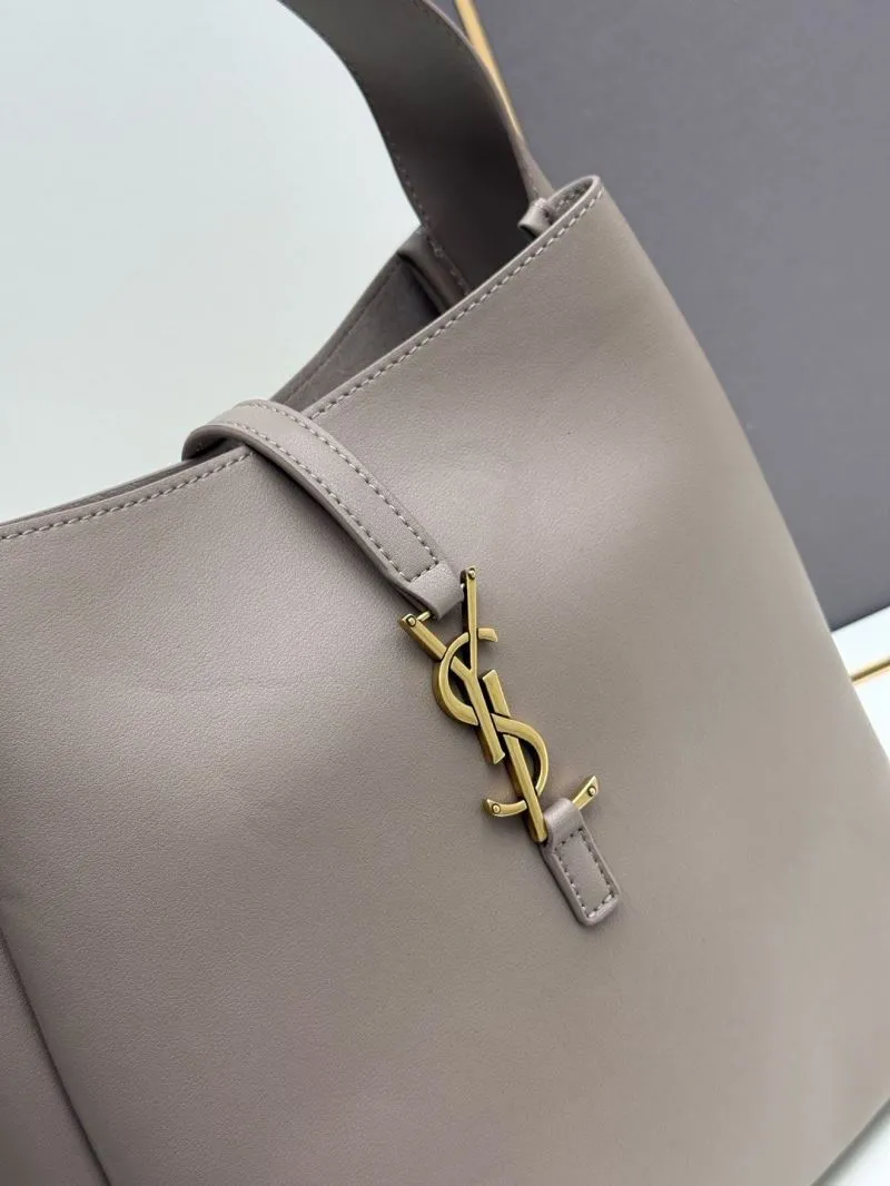 YSL Taupe Leather Hobo Bag 933 - Image 4