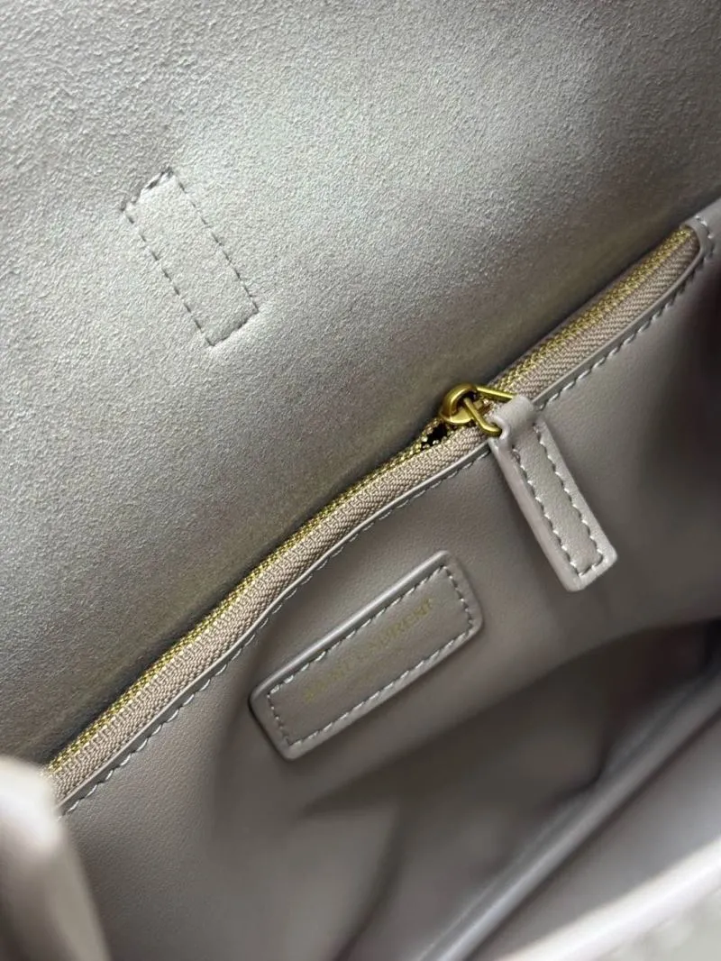 YSL Taupe Leather Hobo Bag 933 - Image 8