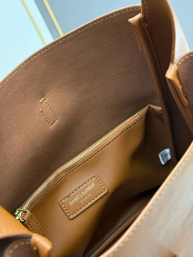YSL Brown Leather Top Handle Bag 934 - Image 8