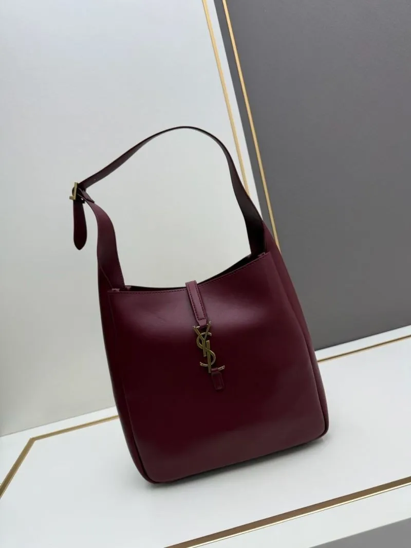 YSL Burgundy Leather Hobo Bag 935