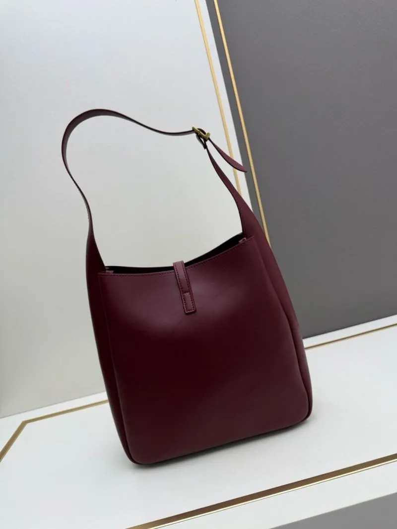 YSL Burgundy Leather Hobo Bag 935 - Image 3