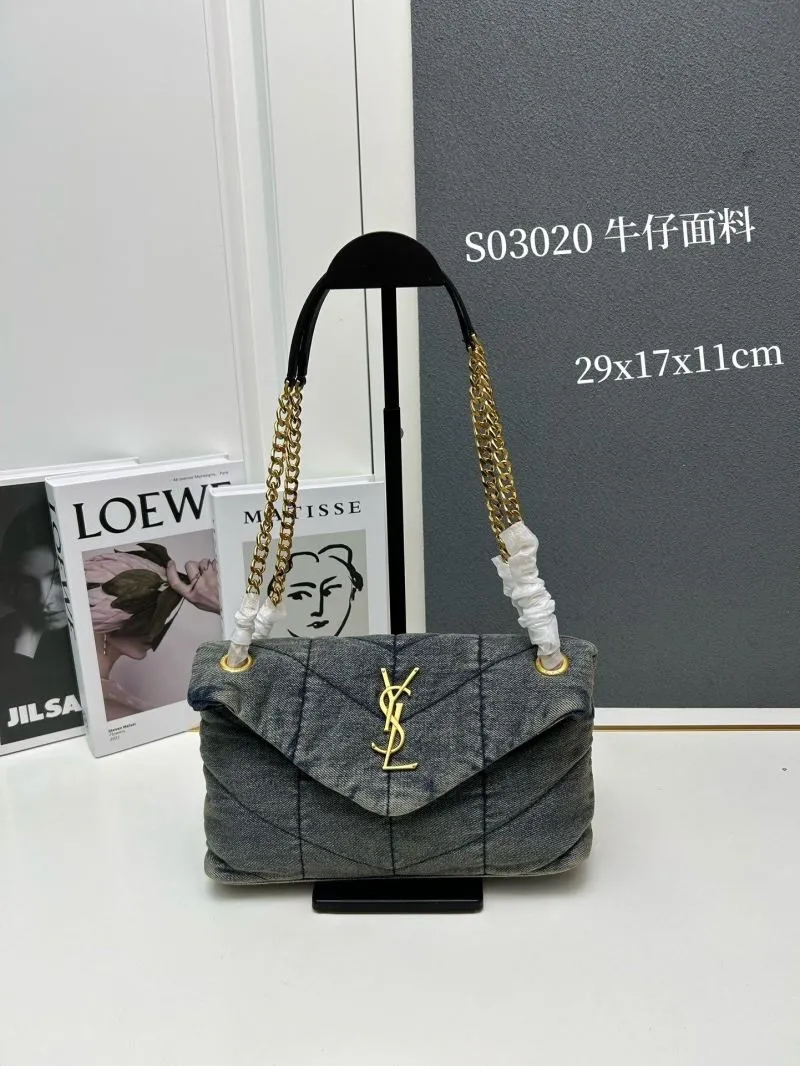 YSL Washed Denim Shoulder Bag S03020