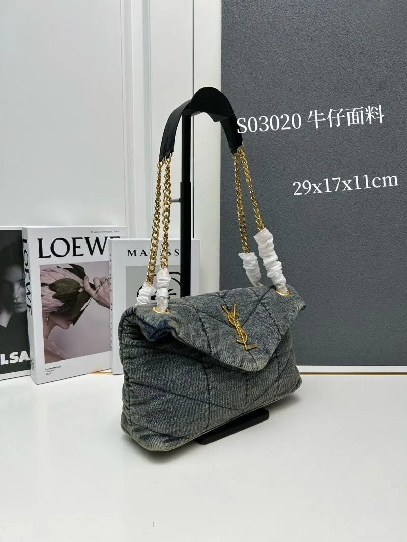 Alternative view of YSL Washed Denim Shoulder Bag S03020