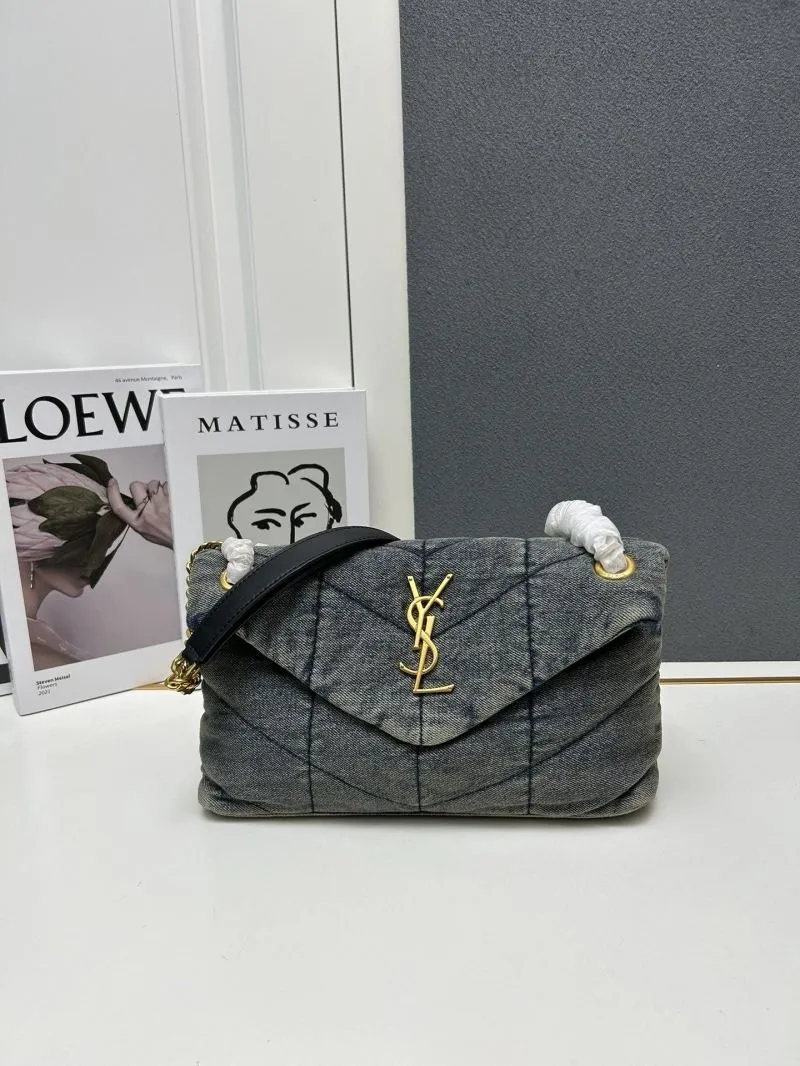 YSL Washed Denim Shoulder Bag S03020 - Image 3