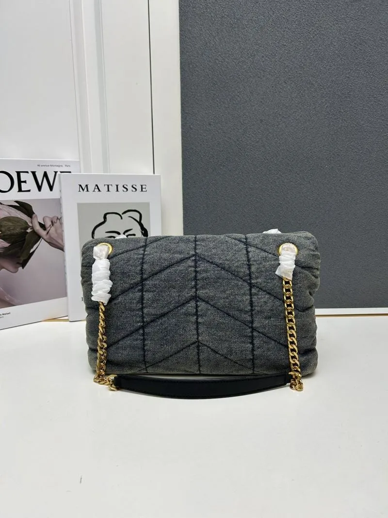 YSL Washed Denim Shoulder Bag S03020 - Image 4
