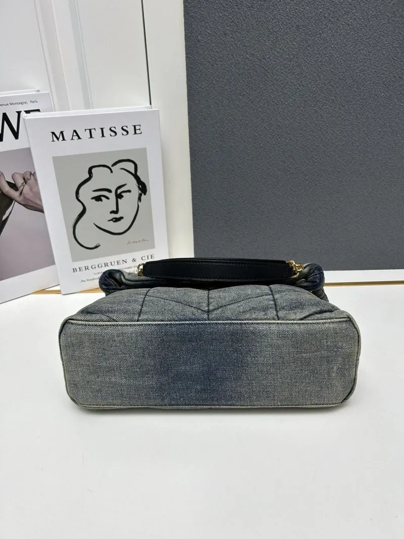 YSL Washed Denim Shoulder Bag S03020 - Image 6