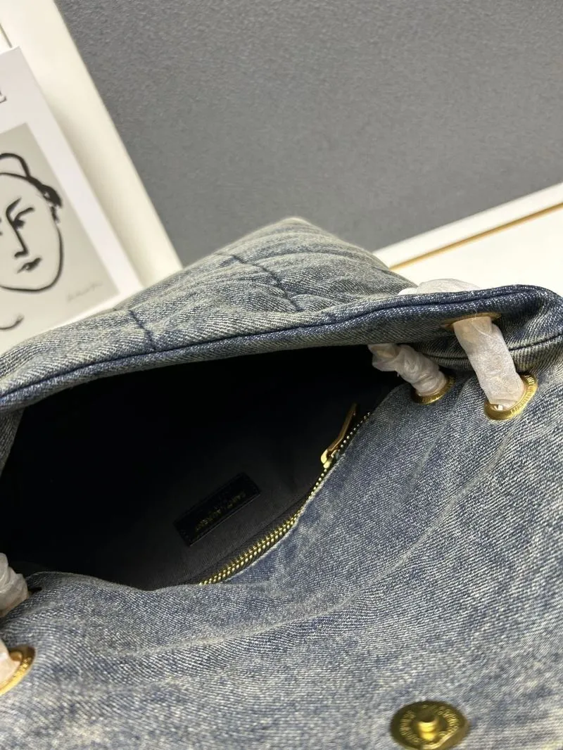 YSL Washed Denim Shoulder Bag S03020 - Image 8