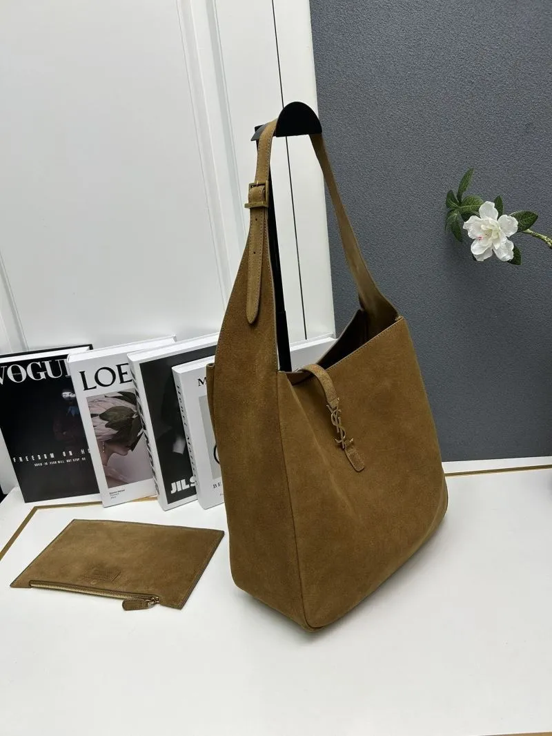 YSL Brown Suede Hobo Shoulder Bag S08022 - Image 3