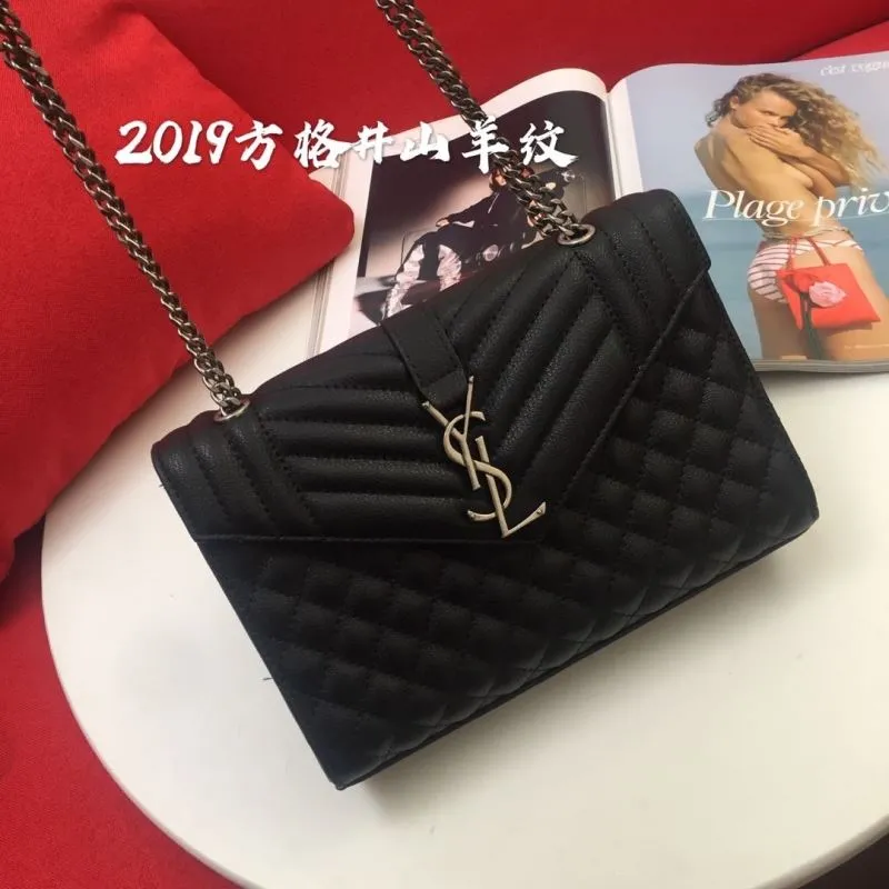 YSL Black Quilted Chain Shoulder Bag 952