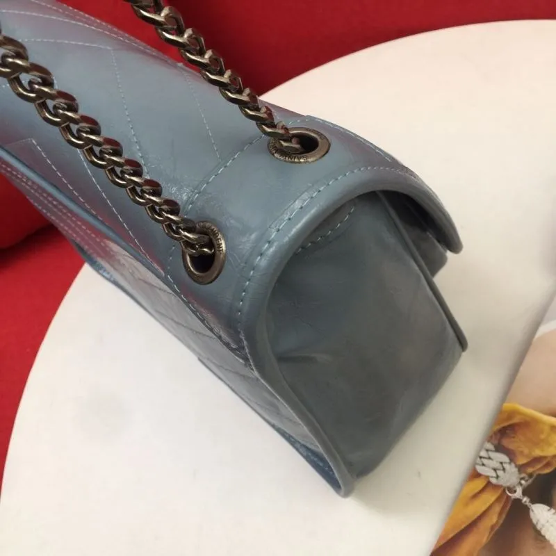 YSL Light Blue Chain Shoulder Bag 22cm 28cm 1001 1002 - Image 6