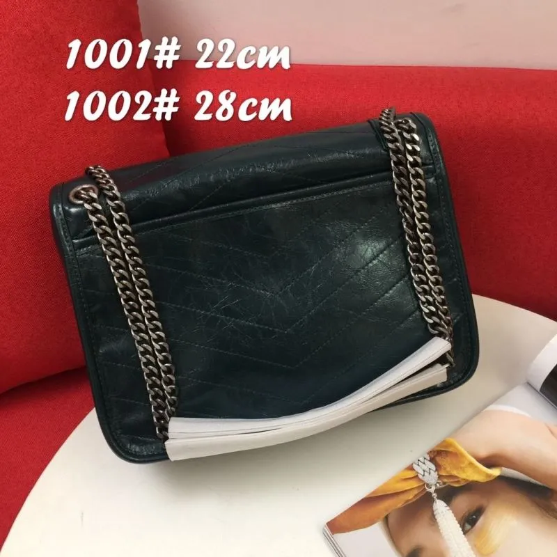 YSL Dark Green Chain Shoulder Bag 1001 22cm 1002 28cm - Image 3