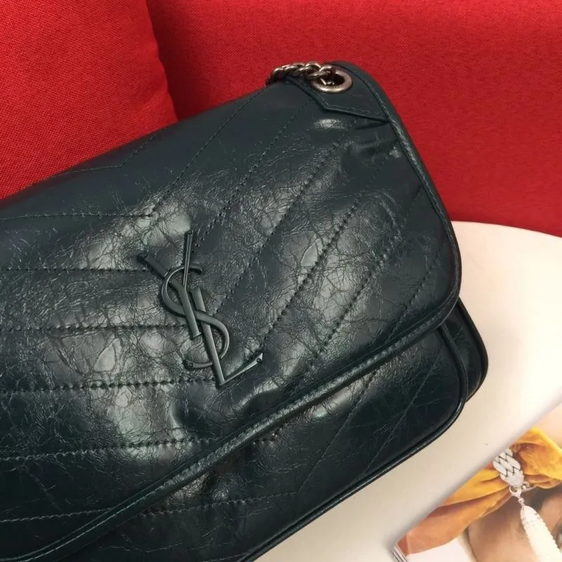 YSL Dark Green Chain Shoulder Bag 1001 22cm 1002 28cm - Image 4