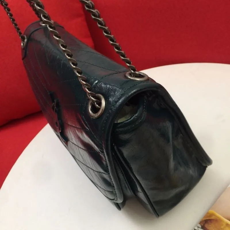 YSL Dark Green Chain Shoulder Bag 1001 22cm 1002 28cm - Image 6