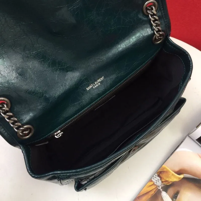 YSL Dark Green Chain Shoulder Bag 1001 22cm 1002 28cm - Image 8