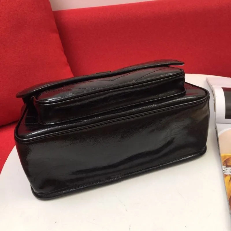 YSL Black Leather Chain Shoulder Bag 1001# 22cm 1002# 28cm - Image 7