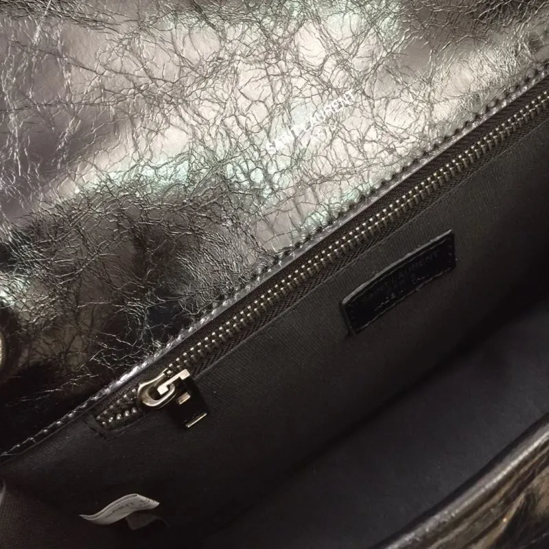 YSL Black Leather Chain Shoulder Bag 1001# 22cm 1002# 28cm - Image 9