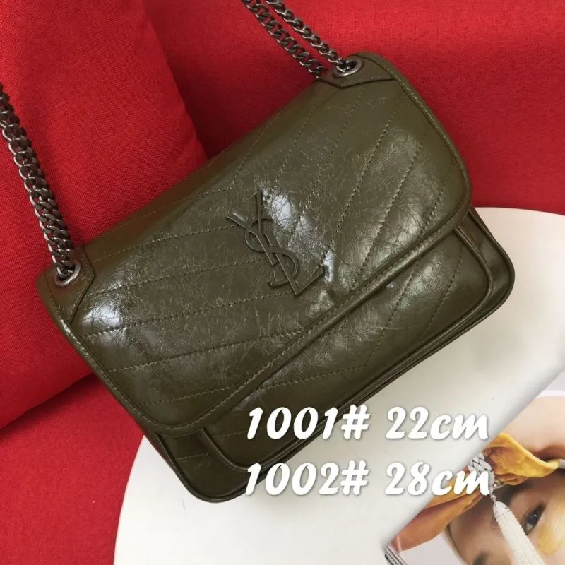 YSL Olive Green Chain Shoulder Bag 1001# 22cm 1002# 28cm