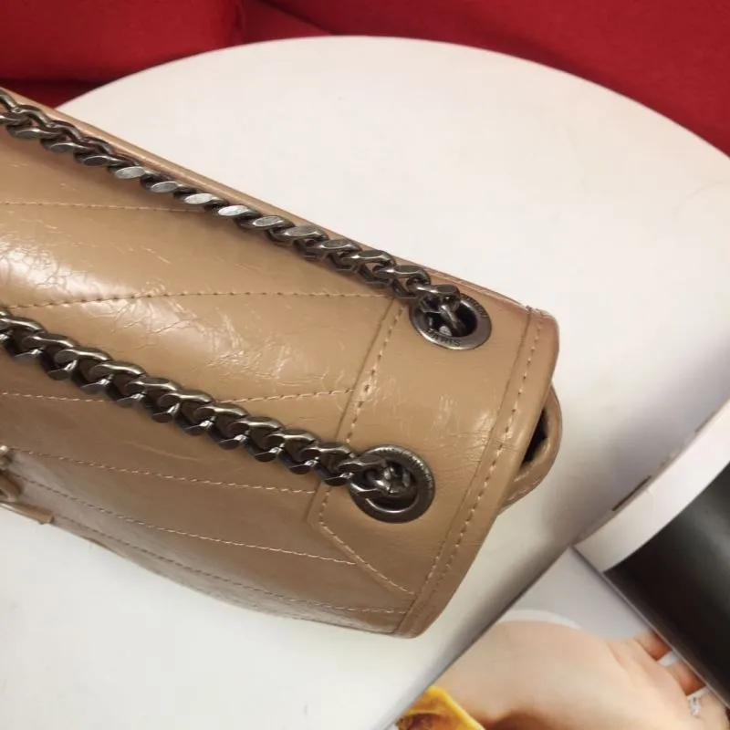 YSL Beige Chain Shoulder Bag 1001 1002 22cm 28cm - Image 5